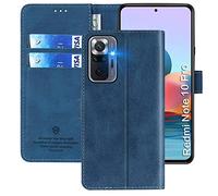 xinyunew Coque pour Xiaomi Redmi Note 10 Pro, Pochette Protection Etui Housse Premium en Cuir PU,Fermeture Magnétique,Plusieurs Couleurs Disponibles pour Xiaomi Redmi Note 10 Pro Coque Book Bleu