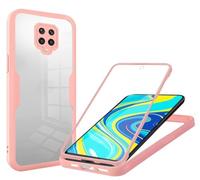 xinyunew Coque pour Xiaomi Redmi Note 9S/Note 9 Pro, Transparent Housse avec Protection écran, 360 Protection Case Degrés Double Protection Antichoc Coque Silicone Intégrale Etui, Rose