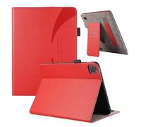 xinyunew Coque Tablette pour Samsung Galaxy Tab S6 Lite 10.4"/P610/P615,[Housse en Cuir PU Premium] [Etui à Rabat] [Pochette de Portefeuille], Étui de Protection - Rouge