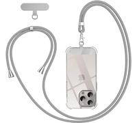 xinyunew Cordon Téléphone Portable, Tour de Cou Téléphone Universelle avec 2 Patchs, Laniere Téléphone Portable Compatible avec la Plupart des Coques pour Smartphone Gris