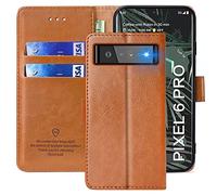 xinyunew Custodia per Google Pixel 6 Pro,Cover Google Pixel 6 Pro Libro,[Housse en Cuir PU Premium] [Etui à Rabat],Flip Cover per Phone Portafoglio per Google Pixel 6 Pro,Marrone