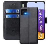 xinyunew Custodia per Samsung Galaxy A22 5G,Cover Samsung Galaxy A22 5G Libro,[Housse en Cuir PU Premium] [Etui à Rabat],Flip Cover per Phone Portafoglio per Samsung Galaxy A22 5G,Nero