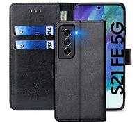 xinyunew Custodia per Samsung Galaxy S21 FE,Cover Samsung Galaxy S21 FE Libro,[Housse en Cuir PU Premium] [Etui à Rabat],Flip Cover per Phone Portafoglio per Samsung Galaxy S21 FE,Nero