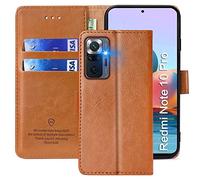 xinyunew Custodia per Xiaomi Redmi Note 10 Pro,Cover Xiaomi Redmi Note 10 Pro Libro,[Housse en Cuir PU Premium] [Etui à Rabat],Flip Cover per Phone Portafoglio per Xiaomi Redmi Note 10 Pro,Marrone