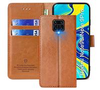 xinyunew Custodia per Xiaomi Redmi Note 9s/Note 9 Pro,Cover Redmi Note 9s/Note 9 Pro Libro,[Housse en Cuir PU Premium] [Etui à Rabat],Flip Cover per Phone Portafoglio per Xiaomi Redmi Note 9s,Marrone