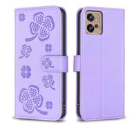 xinyunew Etui Smartphone Coque pour Motorola Moto G32 + 2 Pièces Verre Trempé, Etui Protection Housse Premium en Cuir PU, Antivol, Fermeture Magnétique Flip Case - Violet