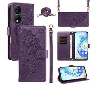 xinyunew Portefeuille Coque pour Honor X7B 4G/Honor X7B 5G/Honor 90 Smart avec Cordon,Etui en Cuir PU Flip Folio Housse,Crossbody Case pour Fille avec Magnétique,béquille,Fentes de Cartes,Violet