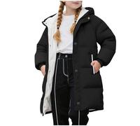 XINYUNZU Manteaux Fille Doudoune mi-Longue Manteau à Capuche Chaud Veste à Capuche Blouson avec Poches Enfant Hiver Vêtement pour 2-11 Ans Girls Coat Parka Veste Chaude Noir 4 ans