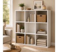 Xinyvee Bibliothèque Blanche, Étagère à 9 Cases, 93 x 29,5 x 93 cm | Meuble à cubes 3 x 3 avec 5 panneaux arrière modulables, utilisable en rangement ou séparateur pour salon, chambre et bureau.