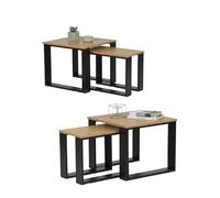 Xinyvee Table Basse Bois Carrée Set de 4 Tables Basses Table de Salon Moderne Table Basse Noire et Bois Table d’Appoint pour Canapé Coffee Table Salon(50x50x42 / 30 x 50 x 37cm)