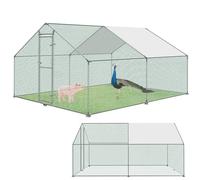 XINZI 12 ㎡ - Enclos pour petits animaux - Cadre en acier galvanisé - Enclos extérieur - Avec film PE - Toit et serrure - Pour l'extérieur - Cage à volailles pour petits animaux domestiques (3 x 4 x 2