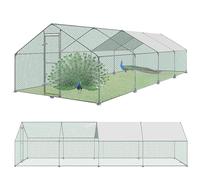 XINZI 24㎡ - Enclos extérieur en acier galvanisé - Film PE - Toit et serrure - Cage à volailles pour petits animaux