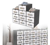 XINZI Lot de 40 boîtes de rangement empilables avec fenêtre transparente - Tiroirs en carton kraft - Boîtes de rangement pour accessoires et accessoires - Anthracite