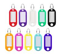 Xinzistar Lot de 30 Porte-Clés à Étiquette en Plastique Résistant, Porte Etiquette Clef, Couleurs Assorties pour ID Eiquettes, Tiquettes de Nom D'animal de Compagnie, Tiquettes de Bagage (10 Couleurs)
