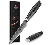 XINZUO 12,6cm Couteau Tout Usage Acier Damas Couteau Universel de Cuisine | Professionnel 67 Couches Acier Damas Multifonctions Couteaux de Cuisine de Chef avec Poignée en Bois de Pakka -Ya Série