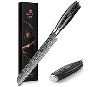 XINZUO 20cm Couteau à Pain 67 Couches Acier Damas Couteaux de Cuisine | Professionnel Couteau à Bâteau avec Poignée en Bois de Pakka Ergonomique -avec Boîte Cadeau -Ya Série