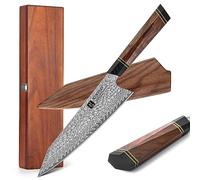 XINZUO 21.5cm Couteau de Chef en Acier Damas - Manche en Bois de Fer du Désert - Fourreau et Boîte en Bois