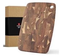 XINZUO 33x22x1,9cm Planche à Découper Apéro en Bois d'Acacia -Utilisable des Deux Côtés -Fabriquée à la Main en Bois End Grain -Planche de Service de Cuisine Professionnelle