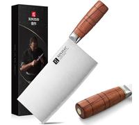 XINZUO Acier Composé Professionnel Tranchant 18,8cm Couperet Couteau | Couteau de Chef Chinois Acier Inoxydable -Pour les Cuisines de Restaurant Coupe Rapidement les Aliments -Poignée en Red Wood