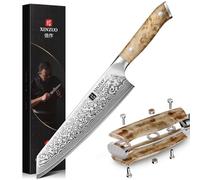 XINZUO Acier Damas 21cm Couteau de Chef Kiritsuke -Tranchant et Durabilité Couteau de Cuisine 67 Couches Acier Damas 10Cr15CoMoV -Poignée Ergonomique en Bois de Sycomore Figuré