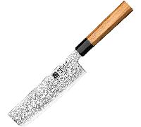 XINZUO PM8O Couteau Nakiri 7 pouces Bois d'Olivier + Corne de Buffle Noire 67 Couches Damas