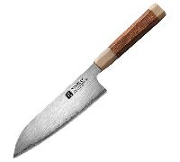 XINZUO X05Z couteau santoku 7 pouces bois de fer du désert + corne de buffle blanc ZDP189