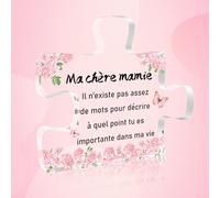 Xioabre Bloc Puzzle Acrylique Cœur 10x10cm Style Classique Cadeau Mamie Grand-Mère Anniversaire Fête Des Grands Mères Saint-Valentin Noël