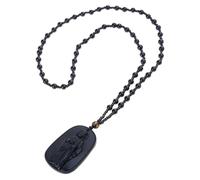 XIOANG Collier talismans de bouddhas artisanaux en jades simulés élégants, amulette de protection en pierre précieuse pour la paix et l ' orientation, bijoux religieux