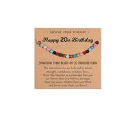 XioBingYou Cadeau d'anniversaire pour femme, elle, bracelet réglable en perles de pierre naturelle colorées pour fille, épouse, maman, sœur, nièce, amie, grand-mère, taille unique, Pierre, Pas de