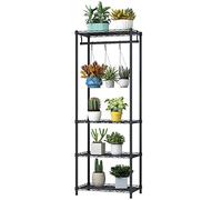 Xiofio Étagère à 4 niveaux pour plantes d'intérieur et d'extérieur, grand support de pot de fleurs, support de plantes suspendu, 6 crochets, support réglable pour plantes adapté pour chambre à