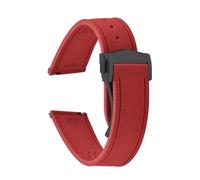 XIOKLM Bracelet de montre de sport souple 20 mm 21 22 FKM en caoutchouc à libération rapide Texture toile, Rouge - Boucle 2, 21mm