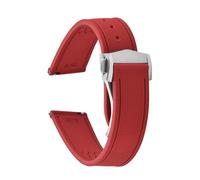 XIOKLM Bracelet de Montre Sport Souple 20mm 21mm 22mm, Bracelet en Caoutchouc FKM à dégagement Rapide, Texture Toile Voile(Red-Buckle1,20mm)