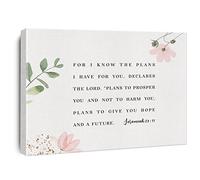 Xiolcxdr Impression sur toile aquarelle avec verset de la Bible Jeremiah 29 : 11 - Peinture murale florale moderne pour la maison - 30,5 x 38,1 cm (encadré)