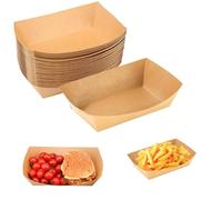 XIONGXIAOZHI 50 Pièces Barquette Frite Kraft-Plateau Alimentaire Biodégradable,Imperméable et Résistant à l'Huile - Pour Frites,Snacks,Salade,Sandwich-Vaisselle Jetable Forme Bateau 15.5x10.5x10.5 cm