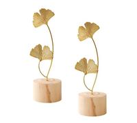 XIONGXIAOZHI Lot de 2 statues en métal doré en forme de feuille de ginkgo - Décoration créative pour salon, étagère et bureau