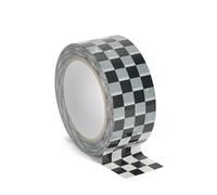 XiowDow 1 rouleau de ruban adhésif d'emballage BOPP noir et blanc à motif damier décoratif 4,8 cm x 100 m pour expédition, déménagement, scellement de scrapbooking, décoration de boîte