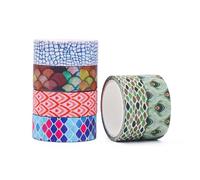 XiowDow Lot de 6 rouleaux de ruban adhésif Washi - Imprimé animal - 1,5 cm - Pour loisirs créatifs, décoration de fête, fabrication de cartes, fournitures de bureau (écailles de poisson)