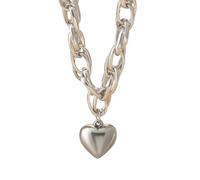 XIPIEIO Collier tendance 2024 avec pendentif en forme de cœur style punk style hip-hop double couche couleur or et argent chaîne épaisse bijoux de fête cadeaux exquis