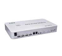 XIPSBJWF Commutateur KVM 4K 60 Hz, Compatible HDMI, Matrice 4x2, 4 entrées, 2 Sorties, Ports, Double Moniteur, for clé USB, imprimante, HDTV, par Clavier Facile à Utiliser