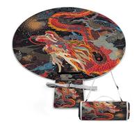 Xiputvl 3D Impression Le Dragon Couverture Pique Nique Animaux Tapis De Plage Anti Sable Tapis Plage Couverture De Pique-Nique pour Jardin,Nappe, BBQ, Randonnée 148x148cm