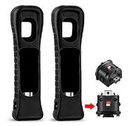 XiQiDianr 2 fixations Motion Plus et 2 coques en silicone pour télécommande Nintendo Wii, adaptateur Motion Plus, capteur accélérateur de remplacement pour adaptateur Wii Motion Plus (noir)