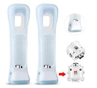 XiQiDianr 2 fixations Motion Plus et 2 coques en silicone pour télécommande Nintendo Wii, adaptateur Motion Plus, capteur accélérateur de remplacement pour adaptateur Wii Motion Plus (blanc)