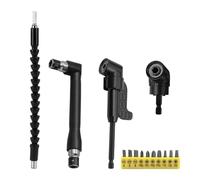 Xiqiggi 14 Pièces Renvoi D'Angle Visseuse kit, Rallonge Visseuse, Renvoi D'Angle Perceuse, 105° Tournevis Flexible, 1/4" Embout, Extension de Foret Flexible pour Perceuse ou Tournevis Adaptat