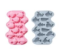 XIQIRUI Moules a Gâteaux En Silicone Lot De Deux Moules a Chocolat En Silicone a 12 Cavités Sur Le Thème Des Poissons De L'Océan Pour Gâteaux Bonbons Et Biscuits Deux Couleurs