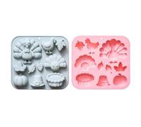 XIQIRUI Moules a Gâteaux En Silicone Lot De Deux Moules a Chocolat En Silicone En Forme De Dinde De Citrouille Et De Feuille D'Érable Pour Biscuits Gélifiés Deux Couleurs