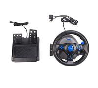 Xirfuni Volant de Jeu, Rotation à 180 Degrés Volant de Course de Jeu Multifonction USB 3 en 1 avec Pédales Compatibles avec PS3/PS2/PC