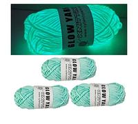 XIRUJNFD Glow in The Dark Yarn, 3 Rolls DIY Glow Yarn, Glow in The Dark Yarn for Crochet, Glow Yarn for Knitting, Crocheting, Crafts Sewing Beginners (Blue,3 Rolls)