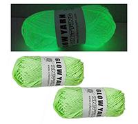 XIRUJNFD Glow in The Dark Yarn, 3 Rolls DIY Glow Yarn, Glow in The Dark Yarn for Crochet, Glow Yarn for Knitting, Crocheting, Crafts Sewing Beginners (Med Green,2 Rolls)