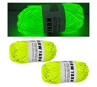 XIRUJNFD Glow in The Dark Yarn, 3 Rolls DIY Glow Yarn, Glow in The Dark Yarn for Crochet, Glow Yarn for Knitting, Crocheting, Crafts Sewing Beginners (Optical Yellow,2 Rolls)