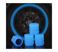 XIRUJNFD Universal Fluorescent Car Tire Valve Caps 4pcs, Luminous Tire Valve Stem Caps, Fluorescent Car Tire Valve Caps for Most Cars, Truck, SUV, Motorcycles, Bike (Blue,4pcs)